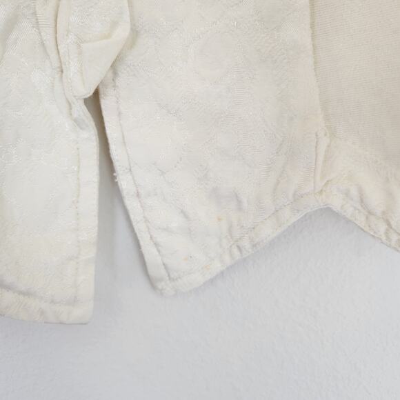 Vintage David Rose Regencycore White Brocade Button Down Blouse L - Picture 11 of 12